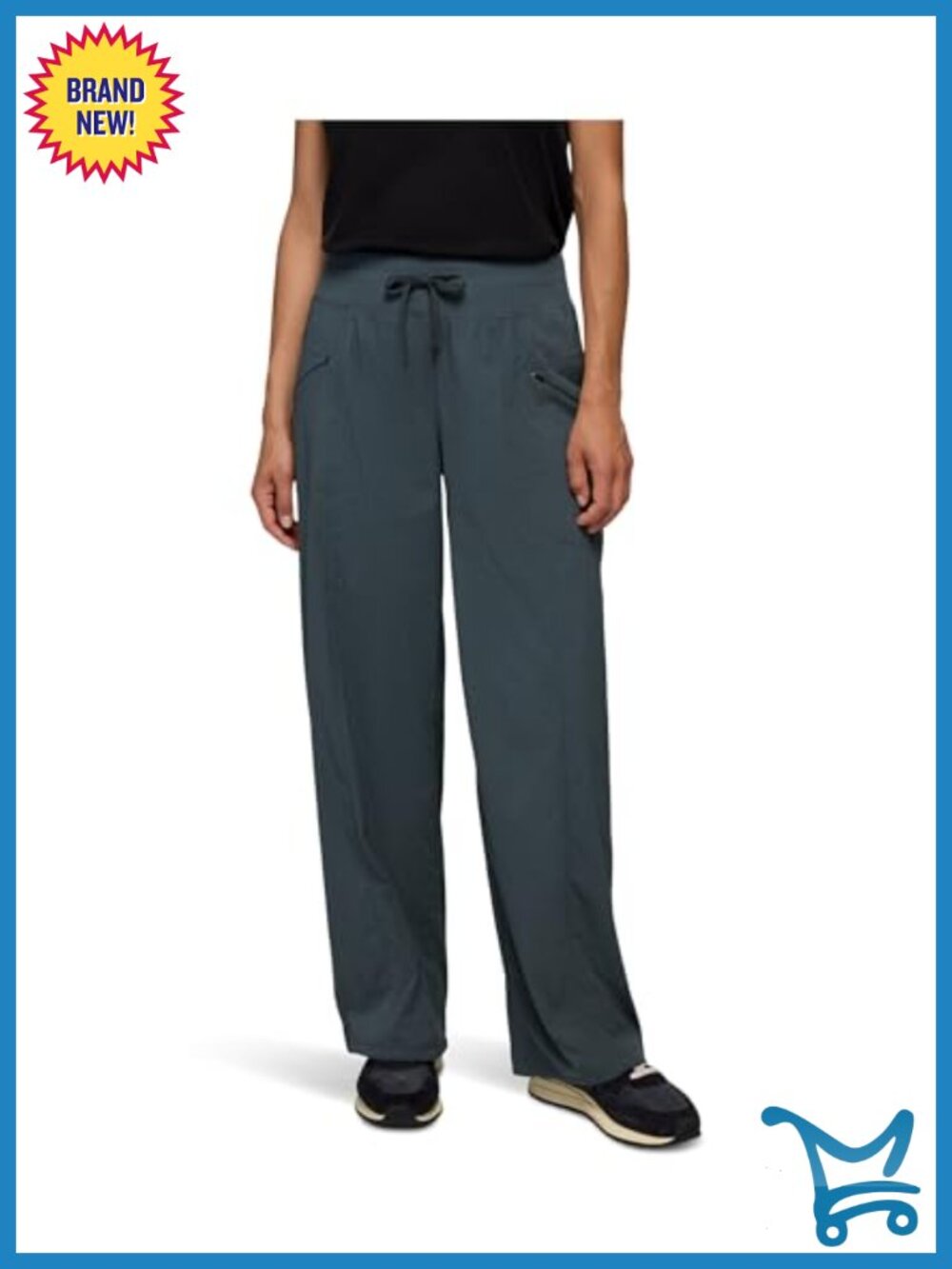 Wide Leg Mid Rise Relaxed Fit Hiking Outdoor Pants Nylon Stretch
